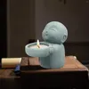 Ljusstakare Buddha Tealight Holder Vintage Sandstone Statues Simplistic Tea Light Figurine Candlestick Söt