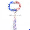 Other Festive Party Supplies Creative American Flag Bead Bracelet Keychain Patriotic Day 4Th Of Jy Wristband Key Ring Drop Deliver Dh1Aj