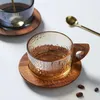 Tazze da 200 ml di tazza di caffè a martello regalo in vetro rotondo a piatto in legno latte desktop soggiorno regali di decorazione della tavola