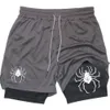 Y2K Men Performance Shorts for Men Breatable Spider Print Shorts Summer Sports Pitness تمرين الركض على السراويل القصيرة 240426