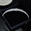 Haarclips Kubikzirkonia Braut Tiaras für Frauen Hochzeit Schmuckzubehör Braut Kopfstück Geburtstagsfeier Grad Stirnband Mädchen