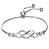 Braceletas Charmel de lujo Pulsera de cristal Color de plata infinito ajustable para mujeres Dropship de joyería