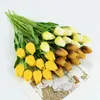 10 cabeças de luxo tulipas artificiais flores brancas toque real bouquet espuma