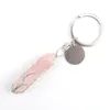 Keychains Keychain Amethyst Crystal Stone Wrap Wrap Hexagon Prism Keyring Rose Quartz Sac Mobile Phone Phone Pendeur