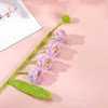 Dekorativa blommor handvävda blommor virkning falska färdiga stickade bukett konstgjorda heminredning diy examen mor gåva