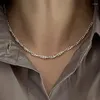 Pendenti 925 collana in argento sterling a doppio strato girocollo geometrico della treccia di perline per femminile