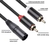 Microfoons 3PIN XLR Man tot 2RCA mannelijke microfoon Audiokabel Y Adapter Converter 1m 2m Canon Public to Double RCA Public Mixer Lotus