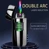 Customized Usb Charging Green Laser Induction Ignition Cigarette Lighter Smart Double Arc Lighter