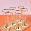 Höftkolvar 6st/set engångsglas med rött vinglas Plast Champagne flöjter Glasögon Cocktail Goblet Wedding Party Supplies Bar Drink Cup 150 ml