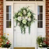 Decorative Flowers 19.69" Artificial Wreath Front Door Decorations With Hydrangeas & Green Leaves Dropship