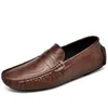 Casual Shoes Genuien Leather Men Loafers Super Soft For Classic Moccasins Light Boat Footwear Plus Size 37-47