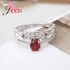 Clusterringe hochwertige Ankunft Echtes 925 Sterling Silber Wide Summer Style Band Schmuck mit rotem Zirkonia Bague Bijoux