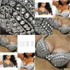 Camisoles Tanks y Bras Frauen Party Neue Allover Spike Rivet Metallic Punk Dance Push Up Bra Nachtclub Kostüme Bralette Encaje 2021 Dro otm87