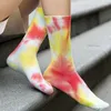 Men's Socks Tie-dye Street Trend High Top And Women's Solid Color Cotton Basketball Skateboard