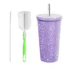 Bling Thermal Bottle 750 ml Glitter Diamond Tumbler Lid Water With Straw Cleaning Brush 240425