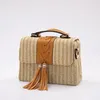 Shoulder Bags Yiyi's 2024 Summer Straw Women's Bag Pu Tassel Embellishment Case Handbag Wholesale Simple Messenger