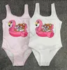 Desinger Girls Dinosaur Printed One-Pieces Swimsuit Ins Kids Star Letter水泳ベビーバススーツビキニ子供漫画ベアビーチ水着S1352