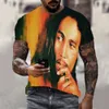 Rap Singer Printed Men's T-shirt Casual Round Neck Short Sleeved Street Hip-hop T-shirt