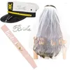 Berets Bachelorette Party Decorations Kits Sash White Veil en Captain Yacht Hat Set