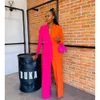 Fuchsia und Orange Prom Moderne Kleider Pant Anzug v Hals Langarm formelle Partykleider Doppelknöpfe Abend tragen Spezielle OCN -Outfit -Farbe Match