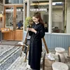 Casual Dresses Autumn And Winter Fashion Mid Length Over Knee Sweater Zipper Coat Hooded Drawstring Waist Show Thin Trench For Women
