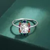 Bandringen Exquise Rainbow Jade Sapphire Franse brood Volledig diamant paar Ring Geschikt voor vrouwen Originele Pure Silver Valentines Day Sieraden Q240427