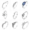 Anéis de banda Sparkling Petal Crown Crescent Leaf Meteor Ring for Women S925 Sterling Silver Womens Jewelry Girls Birthday Gift Transparent CZ Q240427
