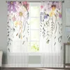 Plantas de cortina Flores silvestres deixa cortinas pastorais de verão para o quarto da sala de estar com cortinas de tule