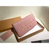 Luxury Brand Handbag Designer Women's Bag Pleated Wallet True Pickup Card Clip Pink Two Fold Big Money Bag