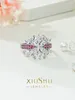 Anneaux de cluster désir le luxe léger et la bague de mode à fleurs en argent sterling simple 925 avec une conception de diamant à haute teneur en carbone polyvalent