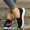 Casual Shoes Women's Soft Embroider Flats Summer Breathable Knitted Platform Sneakers Woman Chinese Style Flowers Plus Size 43