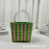 يوصي Xiaohongshu بالألوان المطابقة على شبكة الإنترنت Celebrity DIY حقيبة من المنسوجة يدويًا حقيبة سلة خضار