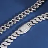 Wholesale Price 15mm White Gold Plated 925 Sterling Silver 3 Rows Vvs Moissanite Diamond Iced Out Cuban Link Chain Necklace