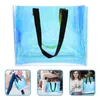 Storage Bags Iridescent Tote Bag Black Shopping Holographic Colorful Shoulder Portable Pvc Handbag Work Casual Gift Packaging