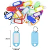 Keychains 10 / 50pcs Plastique multicolore Keychain Key Fobs Luggage ID Étiquette Cards de noms Tags avec anneau fendu pour chaînes de bagages Rouges