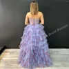 Party Dresses Print Floral Prom Dress Lilac Corset Bodice Ruffle Winter Spring Formal Evening Wedding Guest Gown Pageant Gala Runway