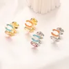 20style High-quality Simple Fashion 18K Gold Plated Letter Women Designer Studs Ear Loop Stainless Steel Polyhedral alphabet Engagement Couple Jewelry