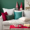 Poduszka/dekoracyjne świąteczne zielone aksamitne osłony dekoracyjne Rzuć miękki obudowa solidna kwadratowa poduszka do wystroju sofa do sypialni samochód