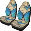 Car Seat Covers Blue Butterfly Retro Front Only For Women 2pc Universal Auto Seats Protector Fits SUV Sedan