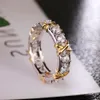 Bande de femmes Tiifeany Ring Jewelry Zircon Double Color X For Womens Cross Clored Hot Vente Engagement