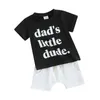 Шепа набор для малыша Baby Boy Летняя одежда с коротким рукавом папе Slith Dude Tshirt Top Top Elastic Thists Set 2pcs повседневная одежда