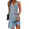 Casual Dresses Women'S Dress Tank Summer Floral Button Print Split Neck Mini Active Fashion Daily Holiday Regular Fit