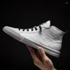 Casual Shoes Men High-top oryginalne skórzane trampki na zewnątrz oddychające White White Prosty projektant dla