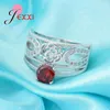 Anelli a grappolo Vintage Red Cubic Zircone largo fiori cavi 925 Sterling Sterling For Wedding Fedding Party Trendy Band Ring Bijoux Bijoux