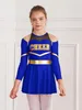 Childrens and Girls Cheerleading Abbigliamento Halloween Uniforme Abito da ballo in ginnastica a maniche lunghe con pompe pompe cravatta intrecciata 240425