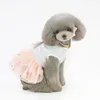 Ropa para perros el vestido de estilo verano flores delgadas oso de peluche pequeño cachorro de tiras