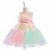 Mädchen Rüschen Prinzessin Kleid Kleinkind Infantil Hochzeitsfeier Prom Kleid Kinder Abend Brautjungfer Tulle 1 Jahre Geburtstag rosa Kleider 240412