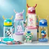 600 ml Antler Creative Cartoon Baby Feeding Cups Kids Portable Cupy Bottle d'acqua a perdita di perdite bevande per bambini 240418