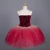 Ruoru Blingbing Red Color Girls Dress Kids Costume Vestido de balé Tutu Salia com tiras ajustáveis Vestido Ballerina collant 240412