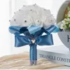 Fiori di fiori decorativi mazzi da sposa per sposa rose artificiali bouquet con manico di seta in schiuma floreale decorazione